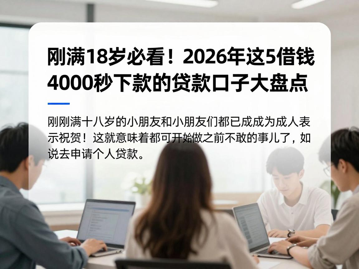 刚满18岁必看!2026年这5个借钱4000秒下款的贷款口子大盘点
