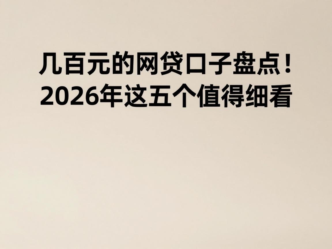 几百元的网贷口子盘点!2026年这五个值得细看