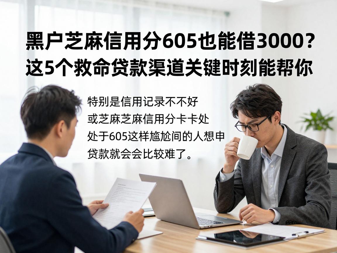 黑户芝麻信用分605也能借3000?这5个救命贷款渠道关键时刻能帮你!