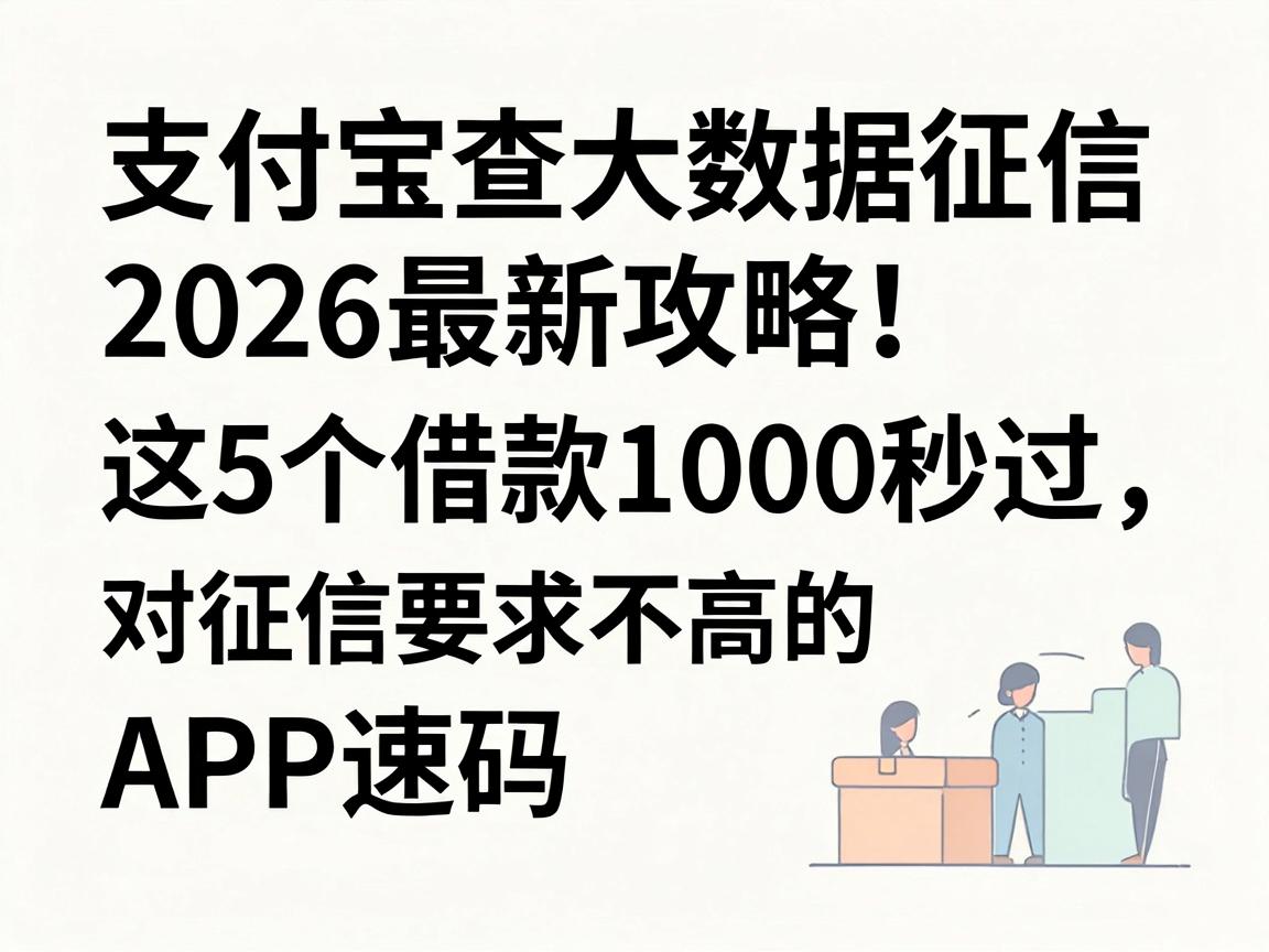 支付宝查大数据征信2026最新攻略!这5个借款1000秒过、对征信要求不高的APP速码