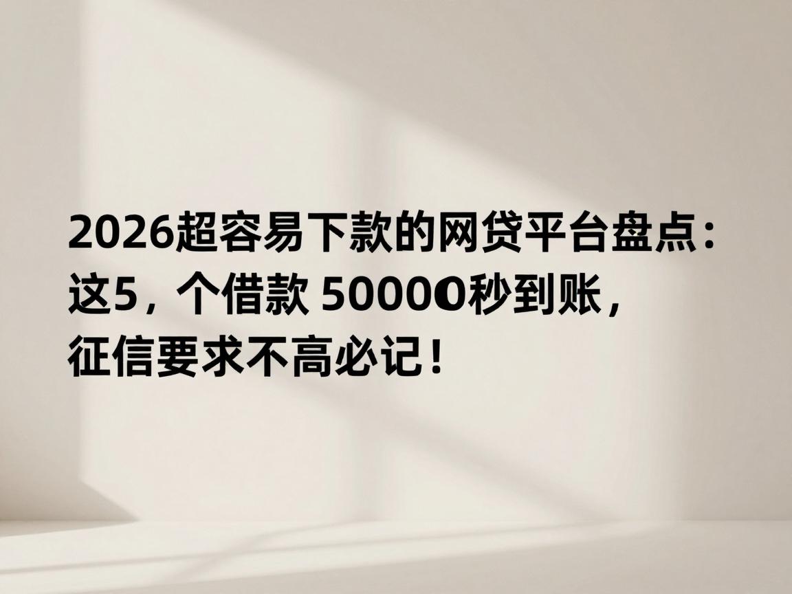 2026超容易下款的网贷平台盘点:这5个借款5000秒到账,征信要求不高必记!