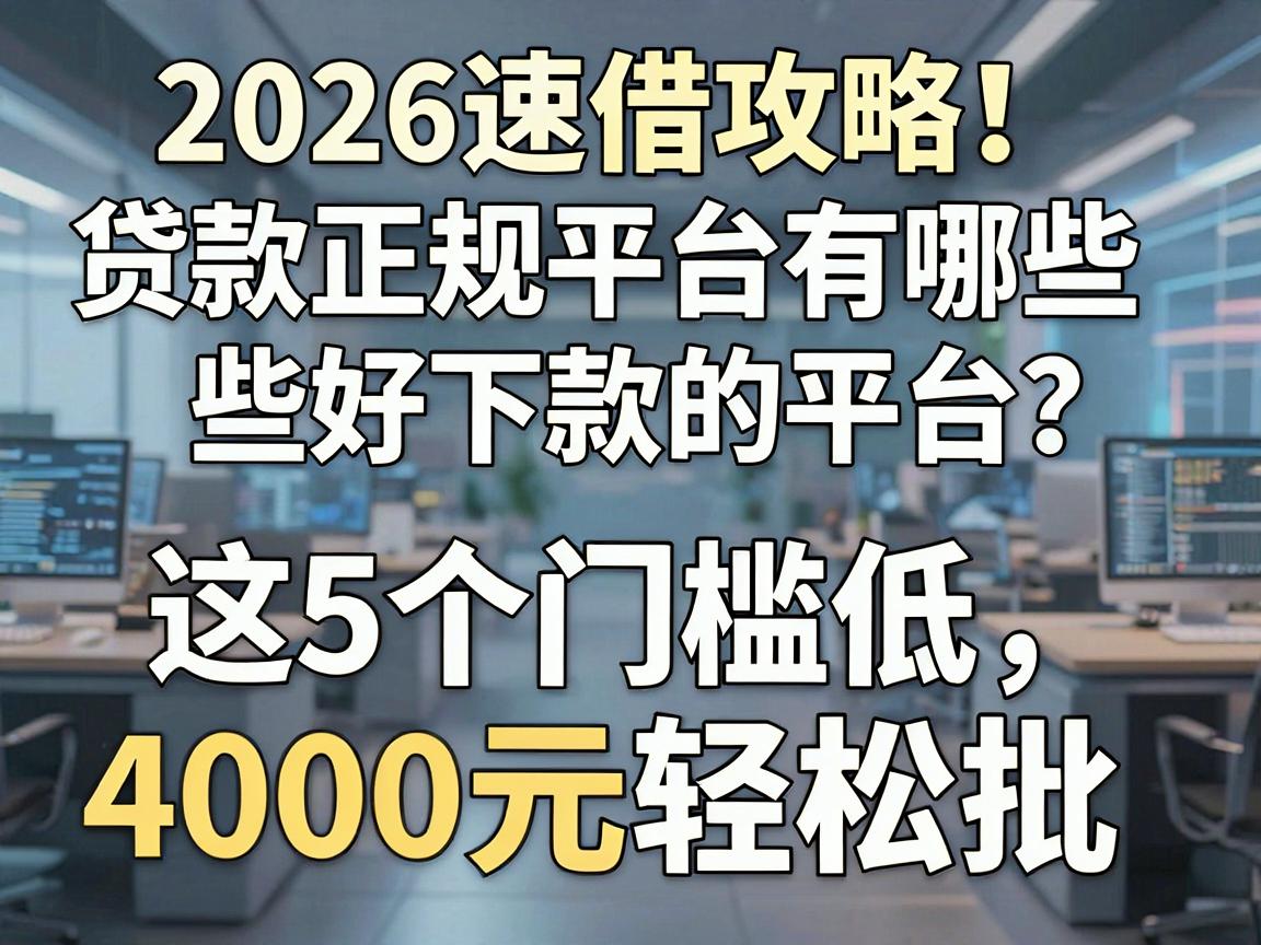 2026速借攻略!贷款正规平台有哪些好下款的平台?这5个门槛低,4000元轻松批!