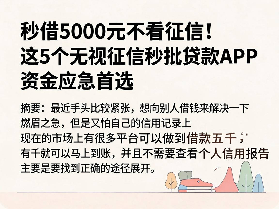 秒借5000元不看征信!这5个无视征信秒批贷款APP,资金应急首选
