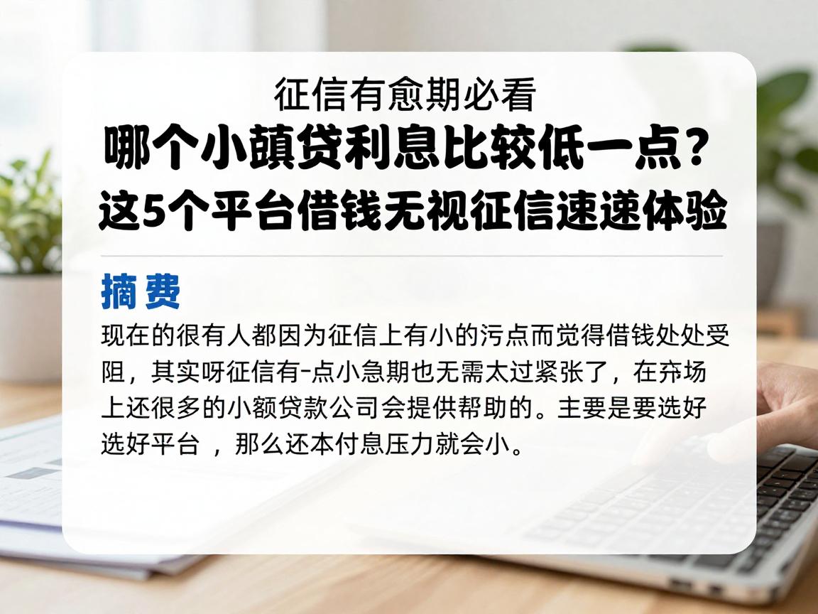 征信有逾期必看！哪个小额贷利息比较低一点？这5个平台借钱无视征信速速体验