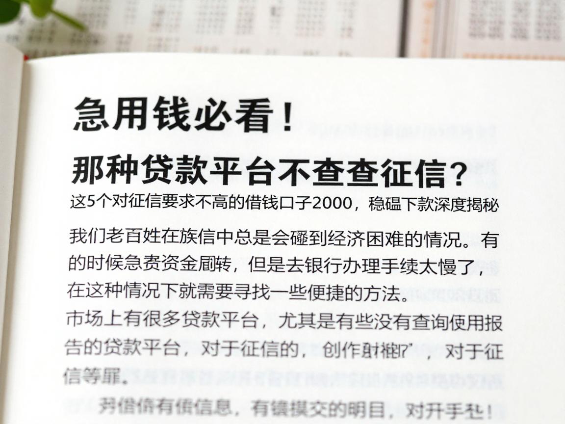 急用钱必看!那种贷款平台不查征信?这5个对征信要求不高的借钱口子2000,稳妥下款深度揭秘