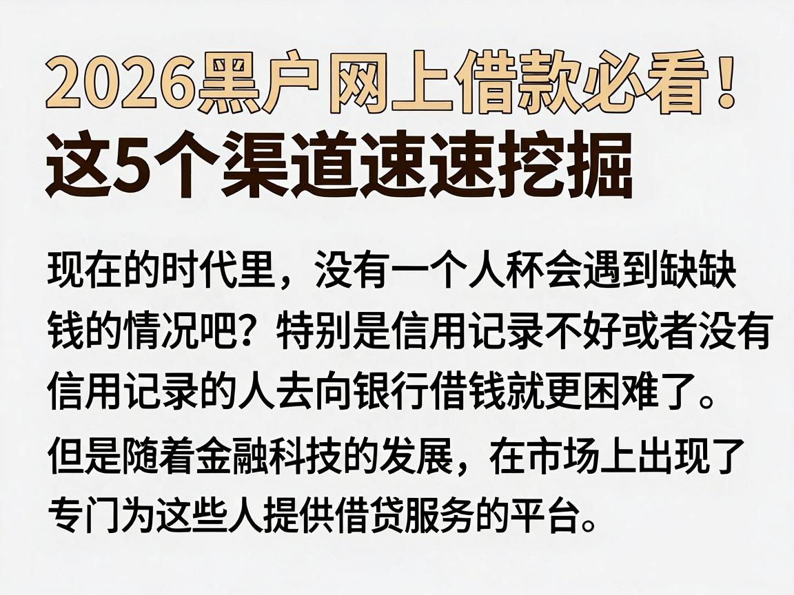 2026黑户网上借款必看!这5个渠道速速挖掘