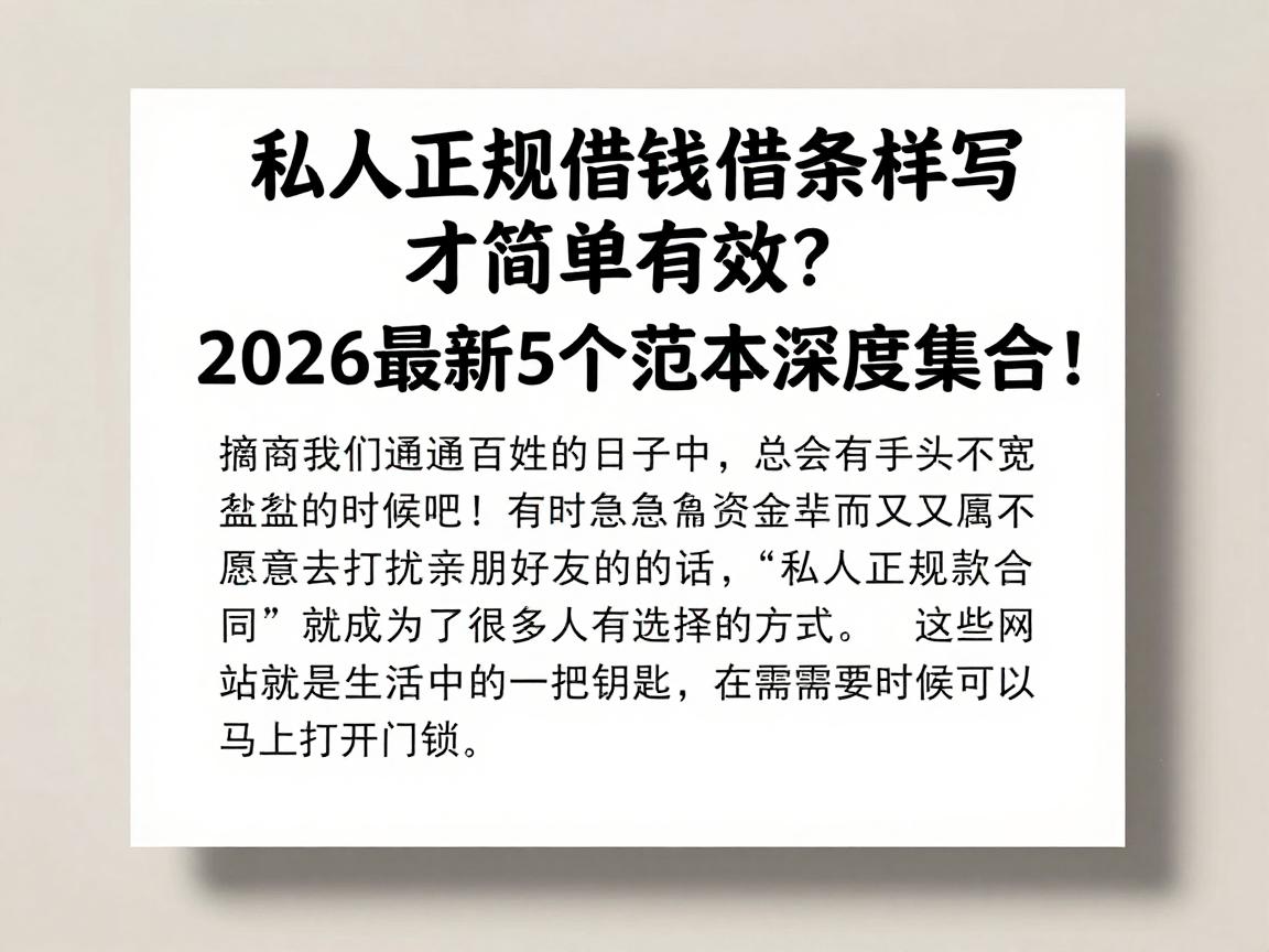 私人正规借钱借条这样写才简单有效?2026最新5个范本深度集合!