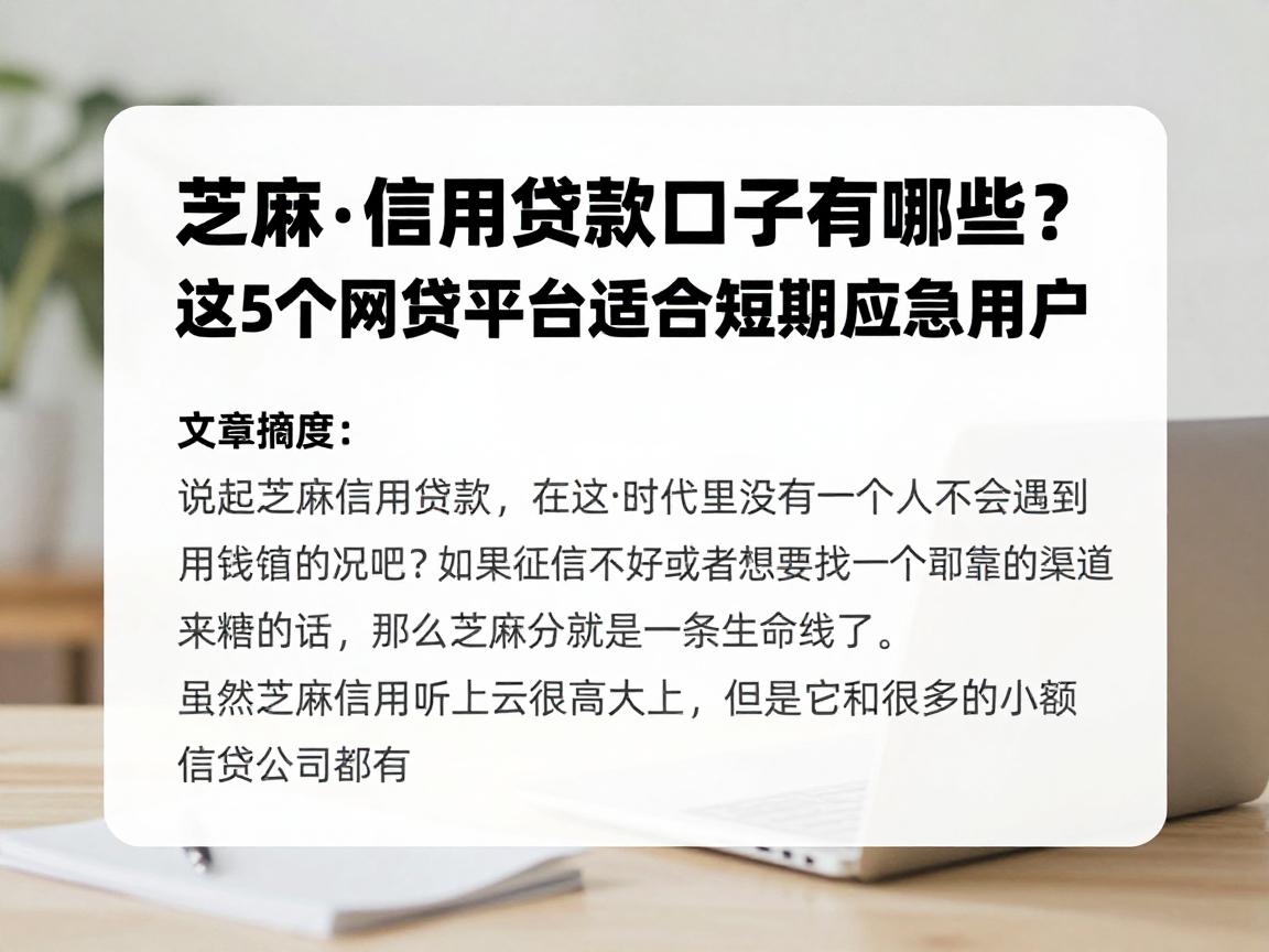 芝麻信用贷款口子有哪些?这5个网贷平台适合短期应急用户