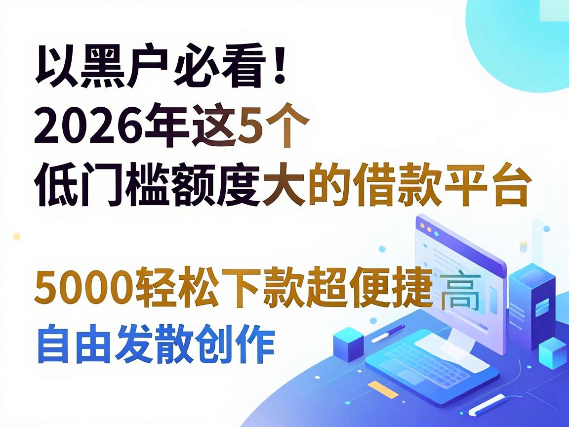 黑户必看！2026年这5个低门槛额度大的借款平台，要求不高5000轻松下款超便捷