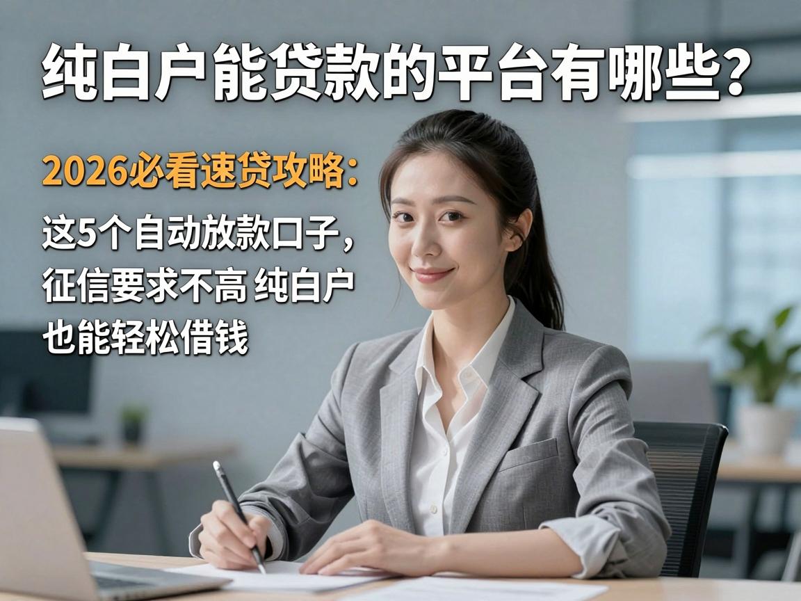 纯白户能贷款的平台有哪些?2026必看速贷攻略:这5个自动放款口子,征信要求不高纯白户也能轻松借钱!