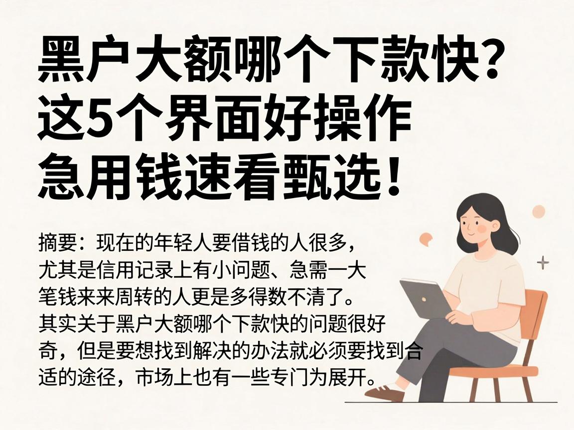 黑户大额哪个下款快?这5个界面好操作,急用钱速看甄选!