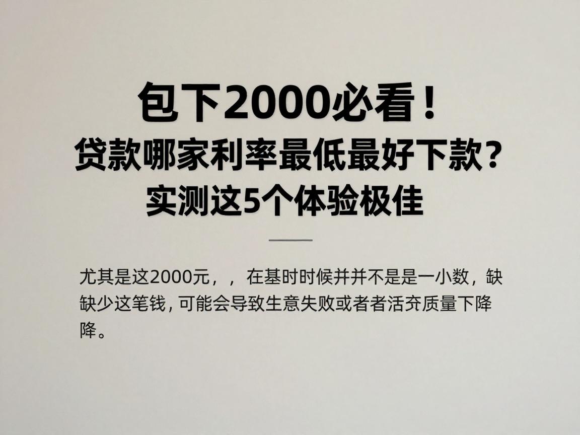 包下2000必看！贷款哪家利率最低最好下款？实测这5个体验极佳