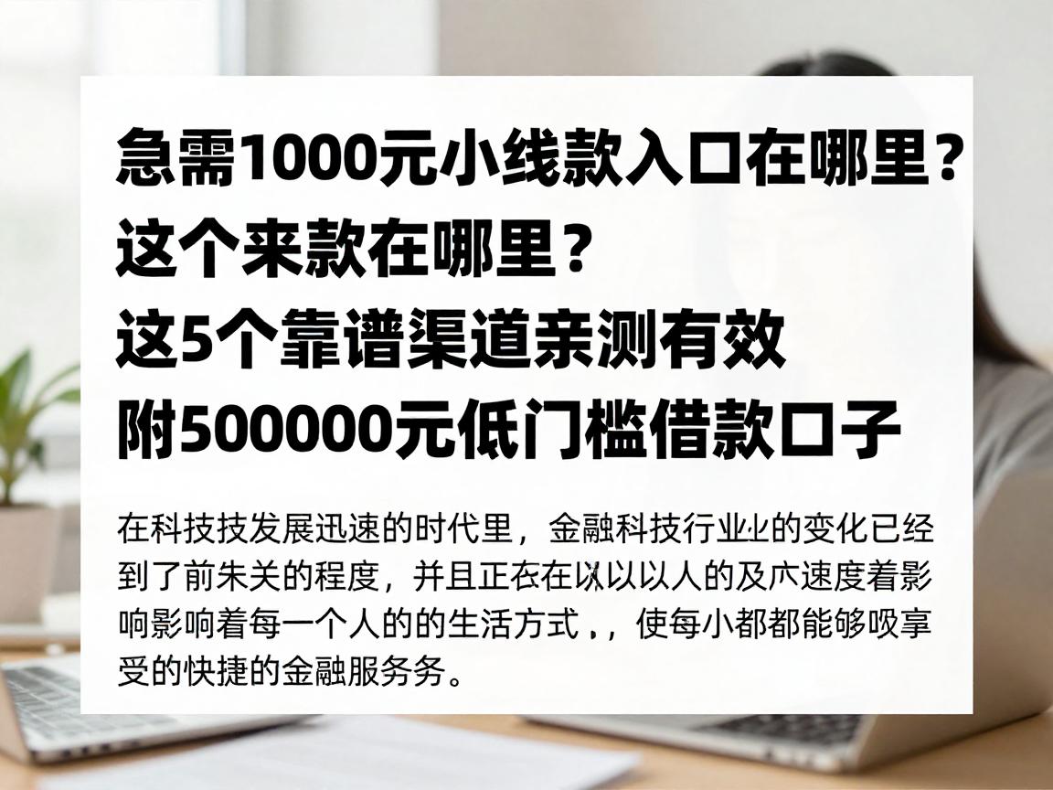 急需1000元小额贷款入口在哪里？这5个靠谱渠道亲测有效，附50000元低门槛借款口子