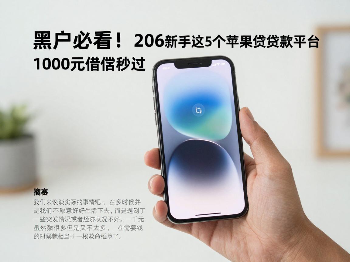 黑户必看!2026新手亲测:这5个苹果手机贷款平台,1000元借款秒过