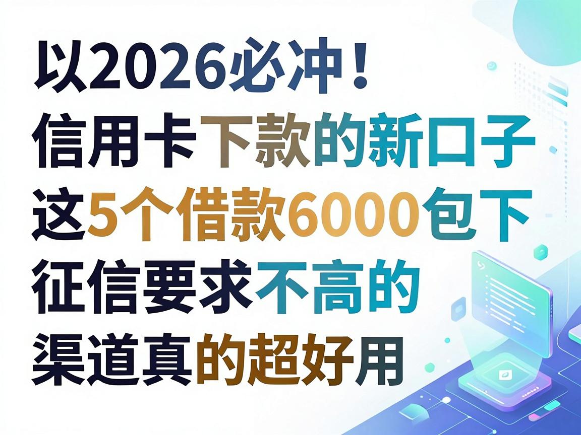 2026必冲!信用卡下款的新口子,这5个借款6000包下、征信要求不高的渠道真的超好用