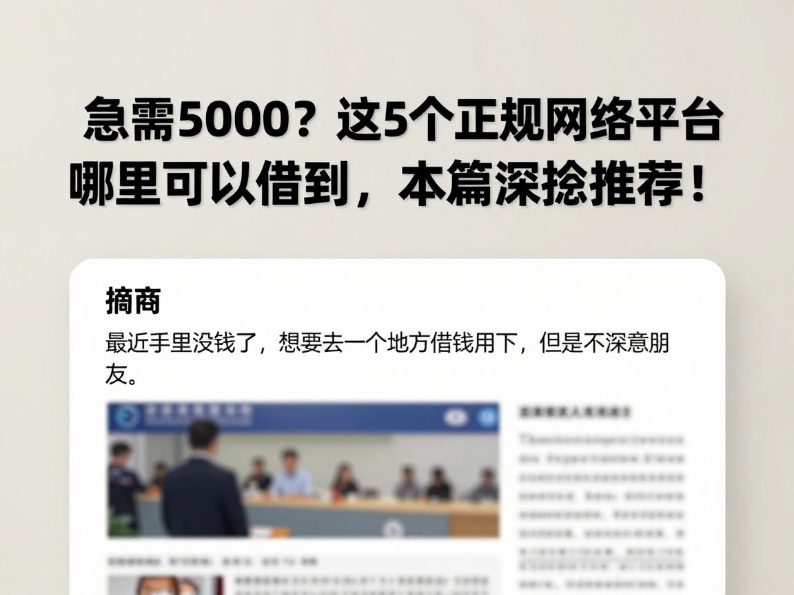 急需5000?这5个正规网络平台哪里可以借到,本篇深挖推荐!