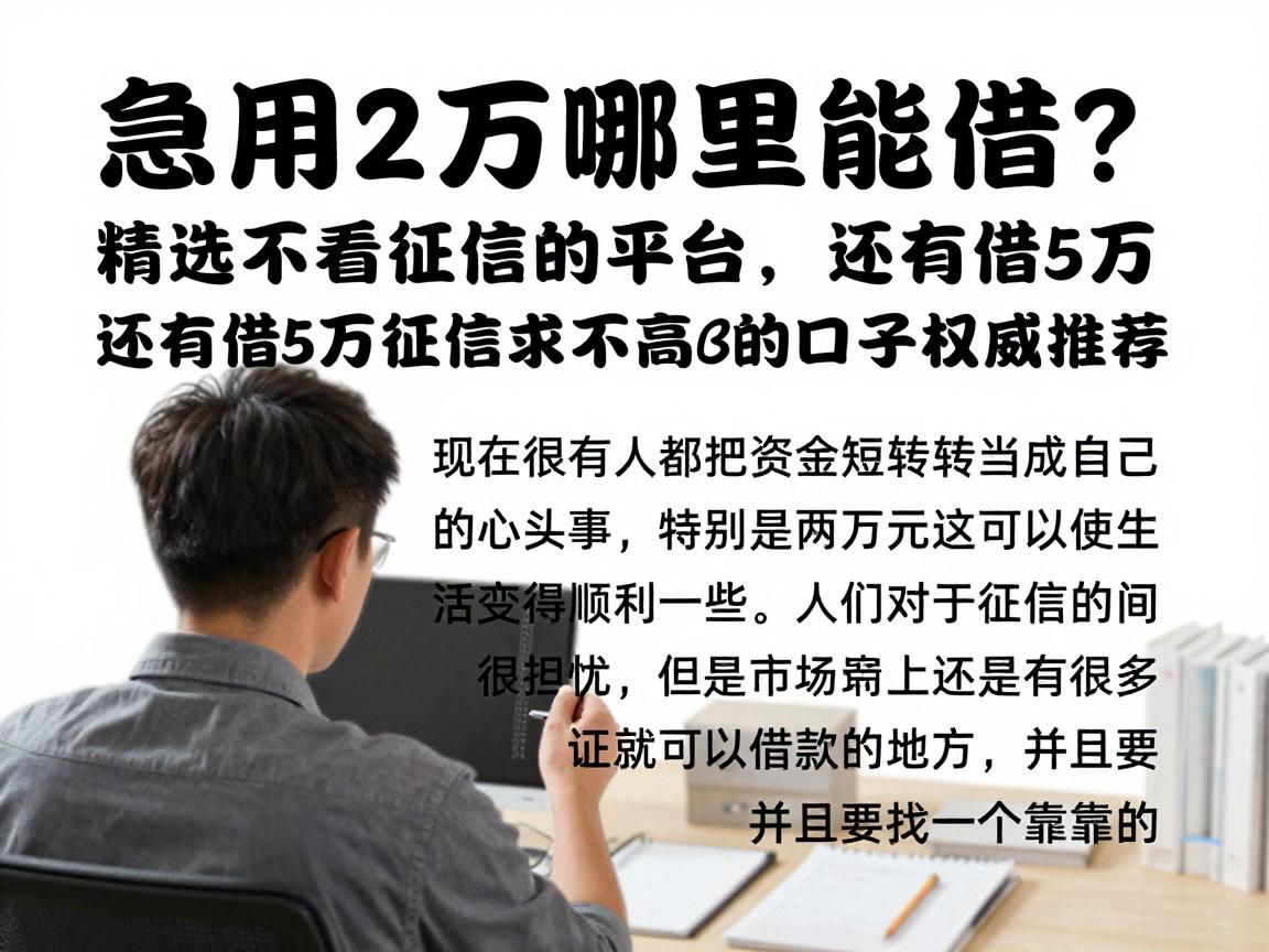 急用2万哪里能借?精选不看征信的平台,还有借5万征信要求不高的口子权威推荐