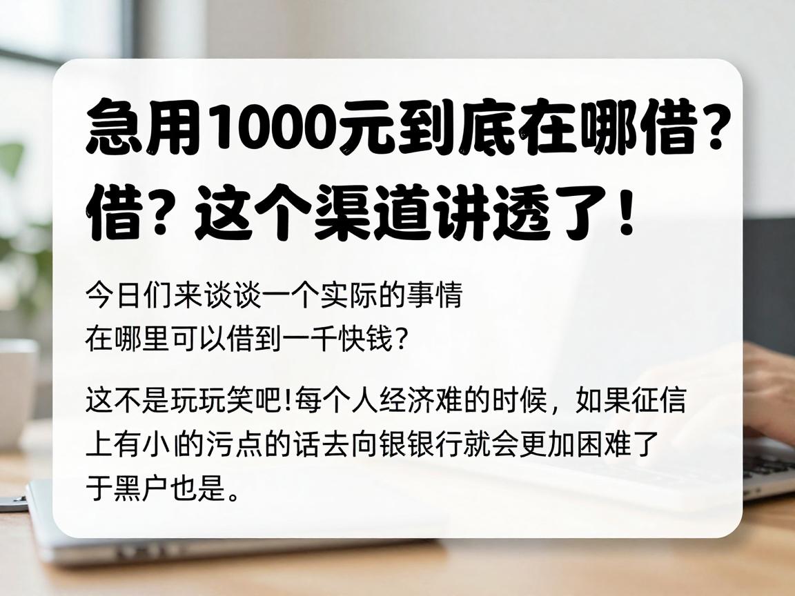 黑户必看！急用1000元到底在哪借？这5个渠道讲透了！