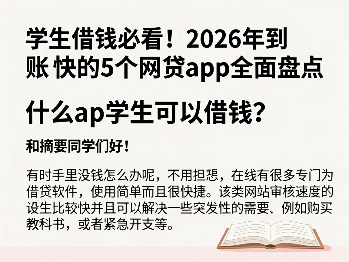 学生借钱必看!2026年到账快的5个网贷App全面盘点,什么App学生可以借钱?