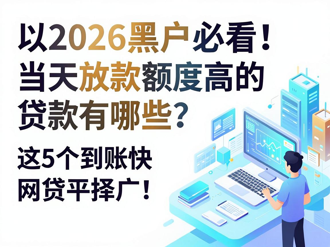 2026黑户必看!当天放款额度高的贷款有哪些?这5个到账快网贷平台选择广!