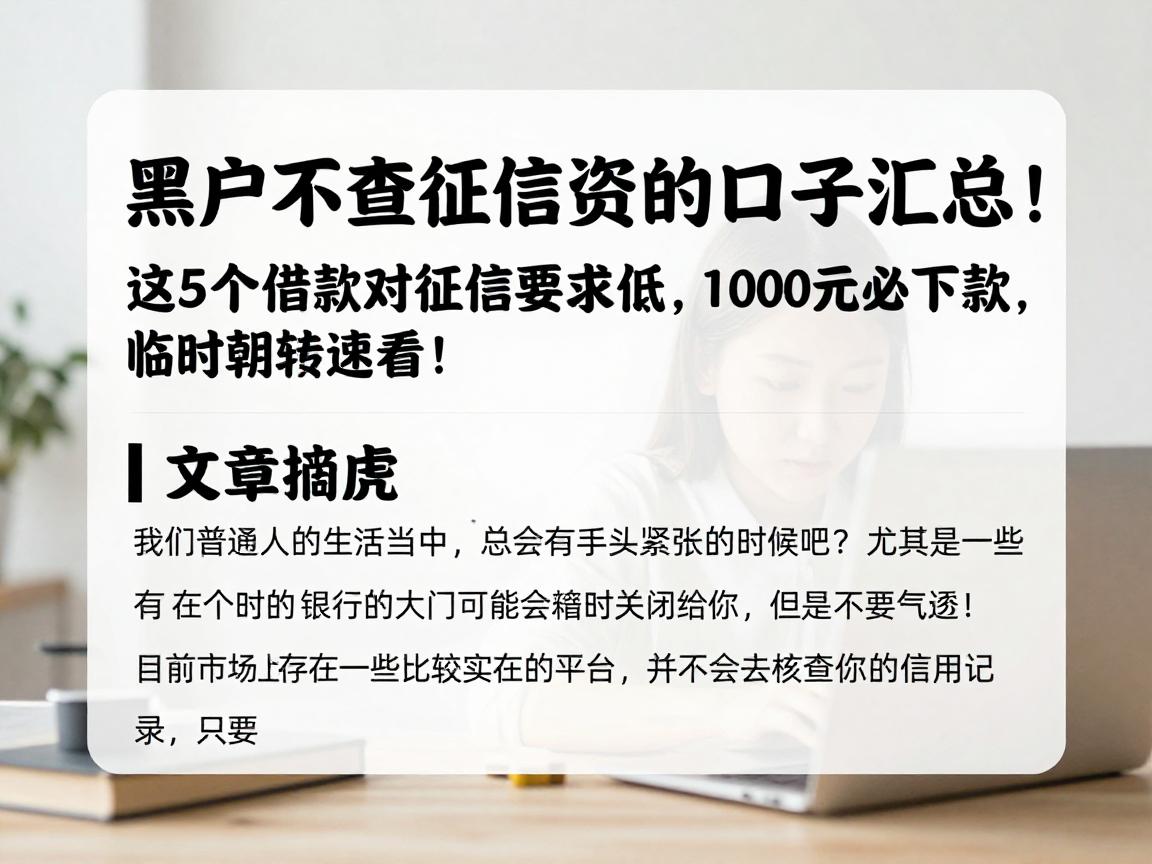 黑户不查征信资质的口子汇总!这5个借款对征信要求低,1000元必下款,临时周转速看!