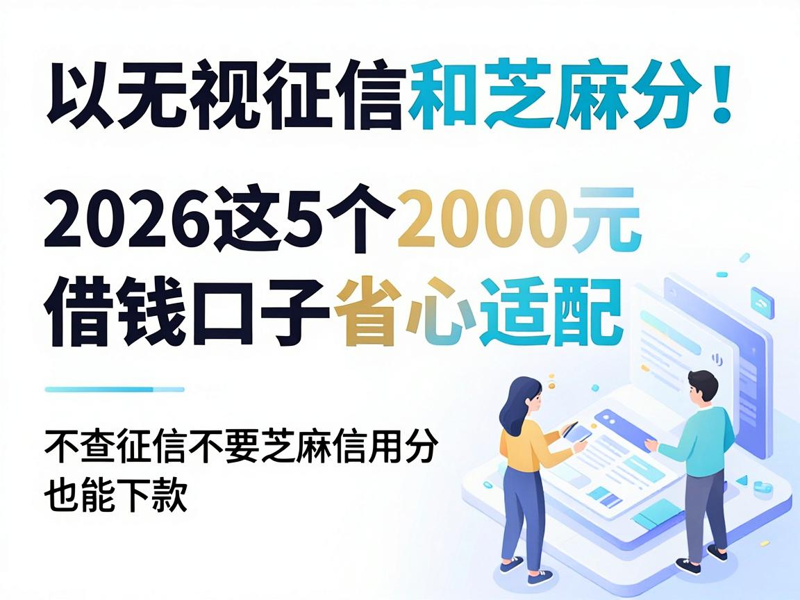 无视征信和芝麻分!2026这5个2000元借钱口子省心适配,不查征信不要芝麻信用分也能下款