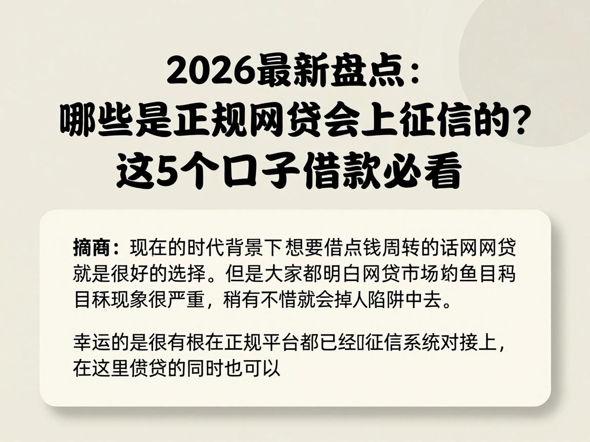 2026最新盘点:哪些是正规网贷会上征信的?这5个口子借款必看