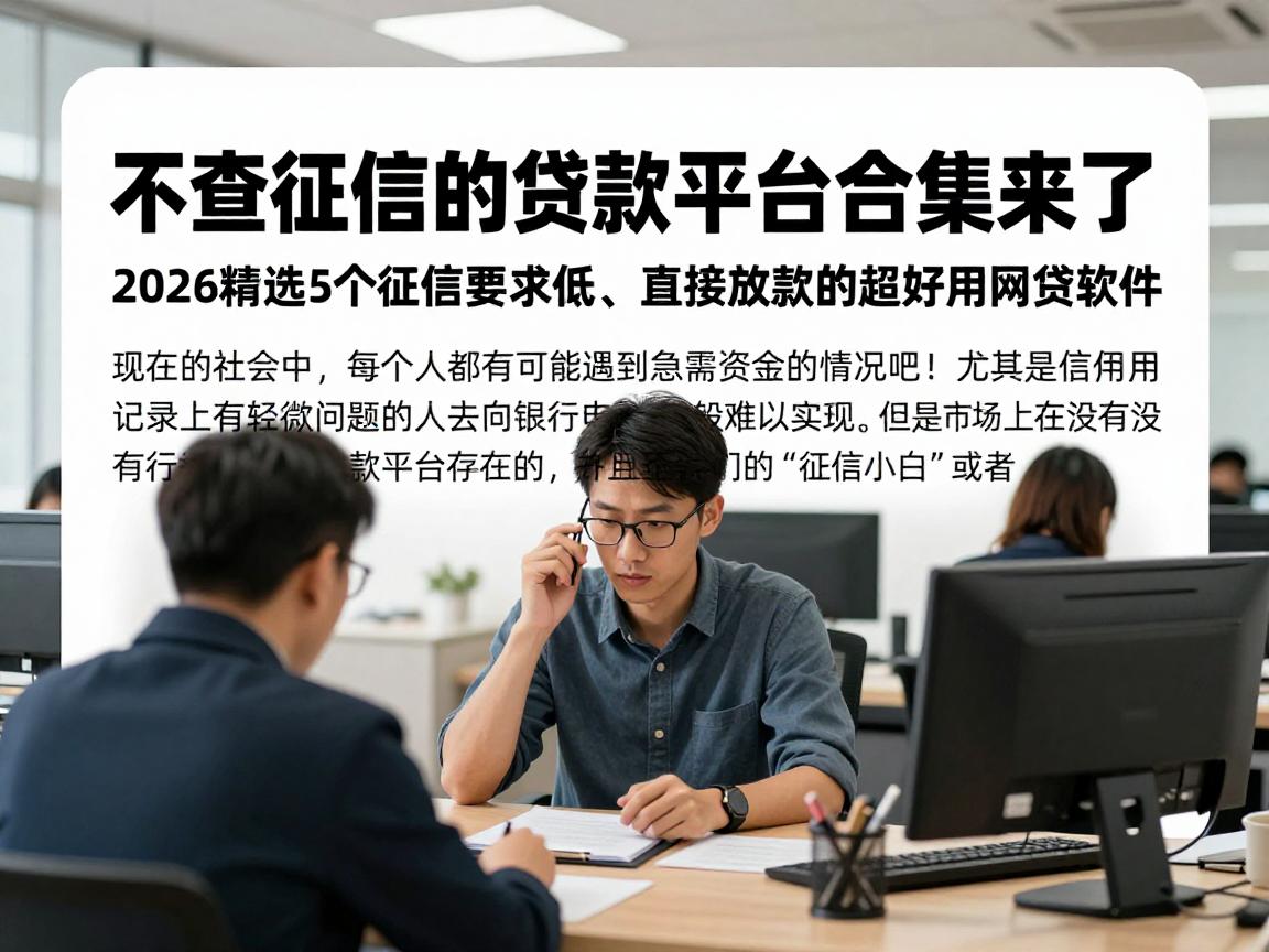 不查征信的贷款平台合集来了！2026精选5个征信要求低、直接放款的超好用网贷软件