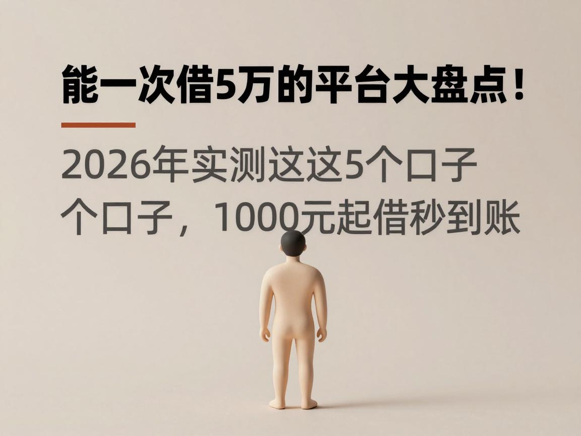 能一次借5万的平台大盘点!2026年实测这5个口子,1000元起借秒到账