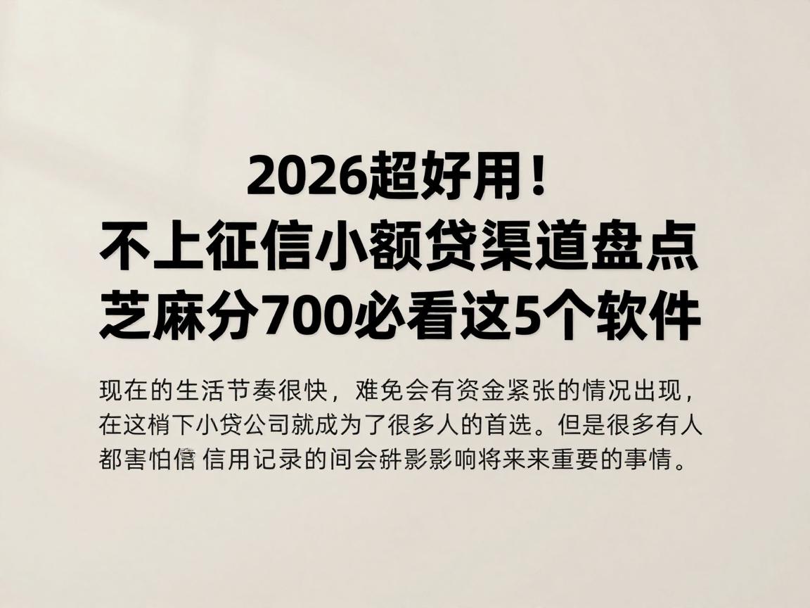 2026超好用！不上征信靠谱的小额贷款渠道盘点，芝麻分700必看这5个软件