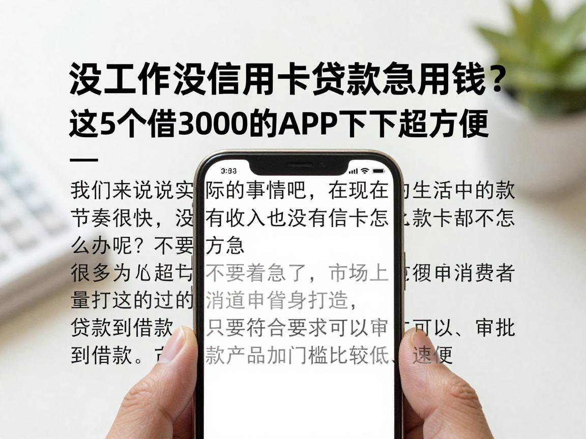 没工作没信用卡贷款急用钱?这5个借3000的APP下款超方便