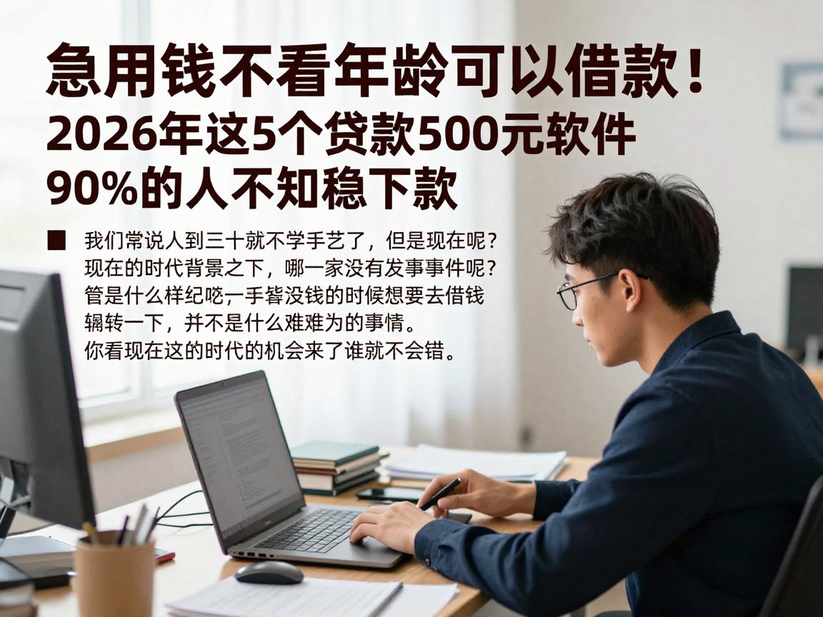 急用钱不看年龄可以借款！2026年这5个贷款500元软件，90%的人不知道稳下款