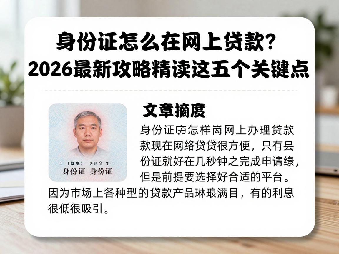 身份证怎么在网上贷款?2026最新攻略精读这五个关键点!