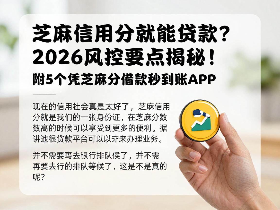 芝麻信用分就能贷款?2026风控要点揭秘!附5个凭芝麻分借款秒到账APP