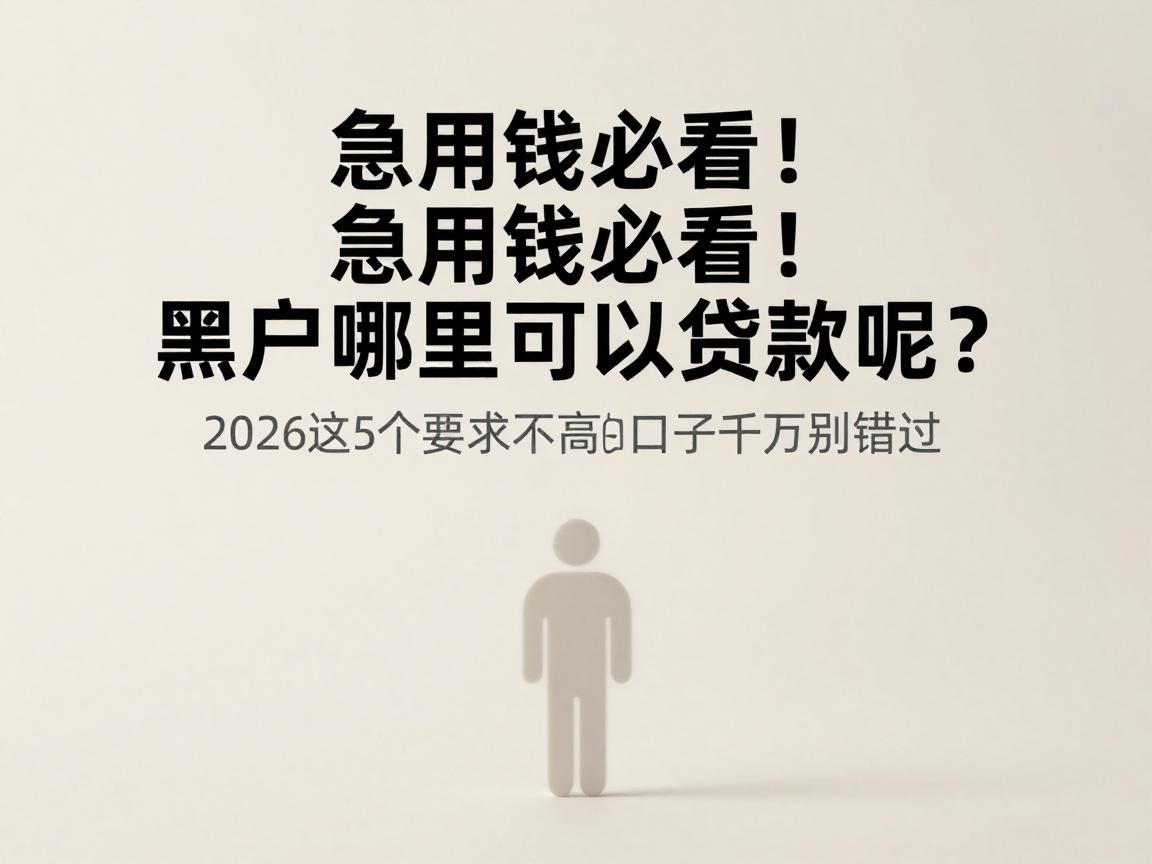 急用钱必看！黑户哪里可以贷款呢？2026这5个要求不高的借钱口子千万别错过