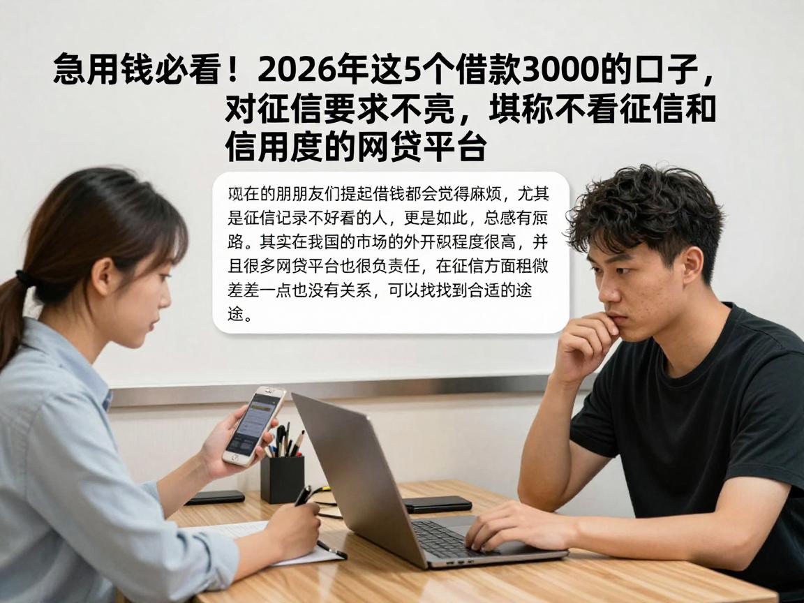 急用钱必看！2026年这5个借款3000的口子，对征信要求不高，堪称不看征信和信用度的网贷平台