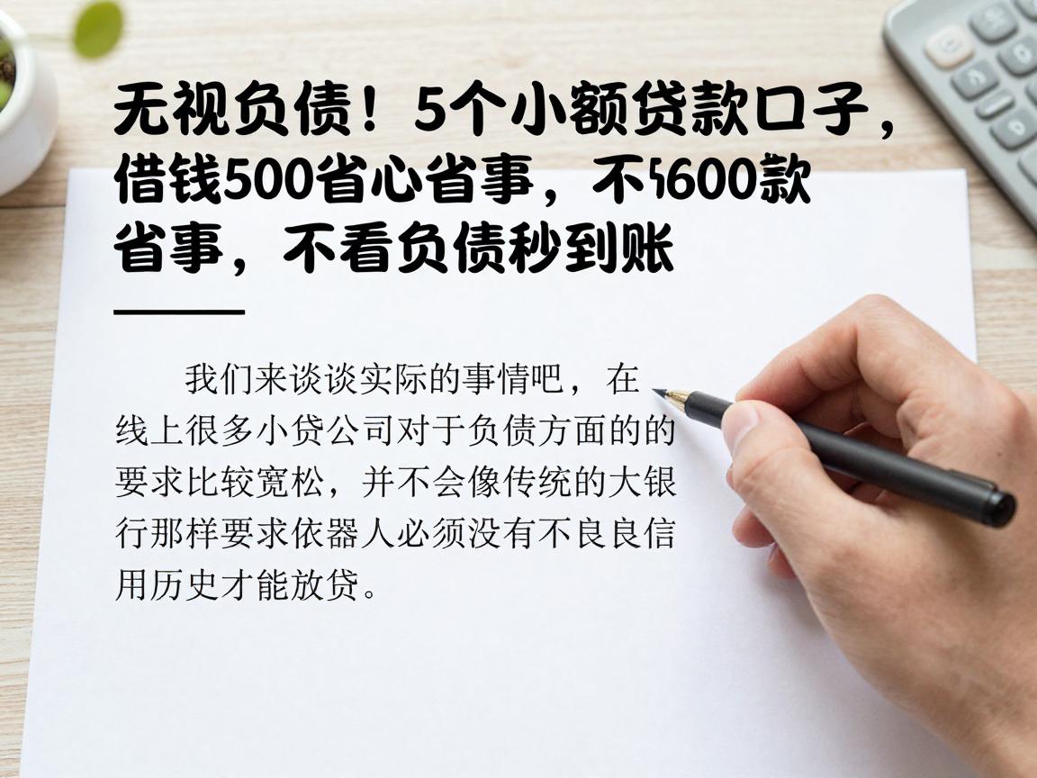 无视负债!5个小额贷款口子,借钱5000省心省事,不看负债秒到账
