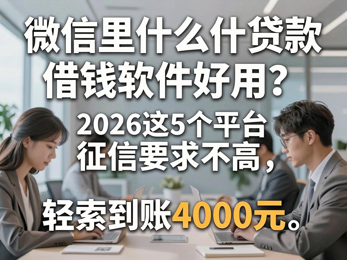 微信里什么借钱软件好用？2026这5个平台征信要求不高，轻松到账4000元