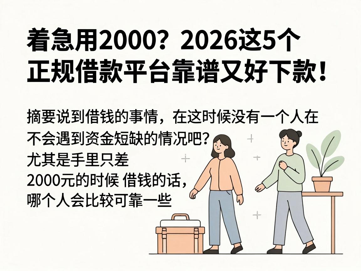 着急用2000?2026这5个正规借款平台靠谱又好下款!