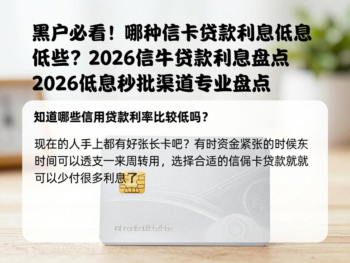 黑户必看！哪种信用卡贷款利息低些？2026低息秒批渠道专业盘点