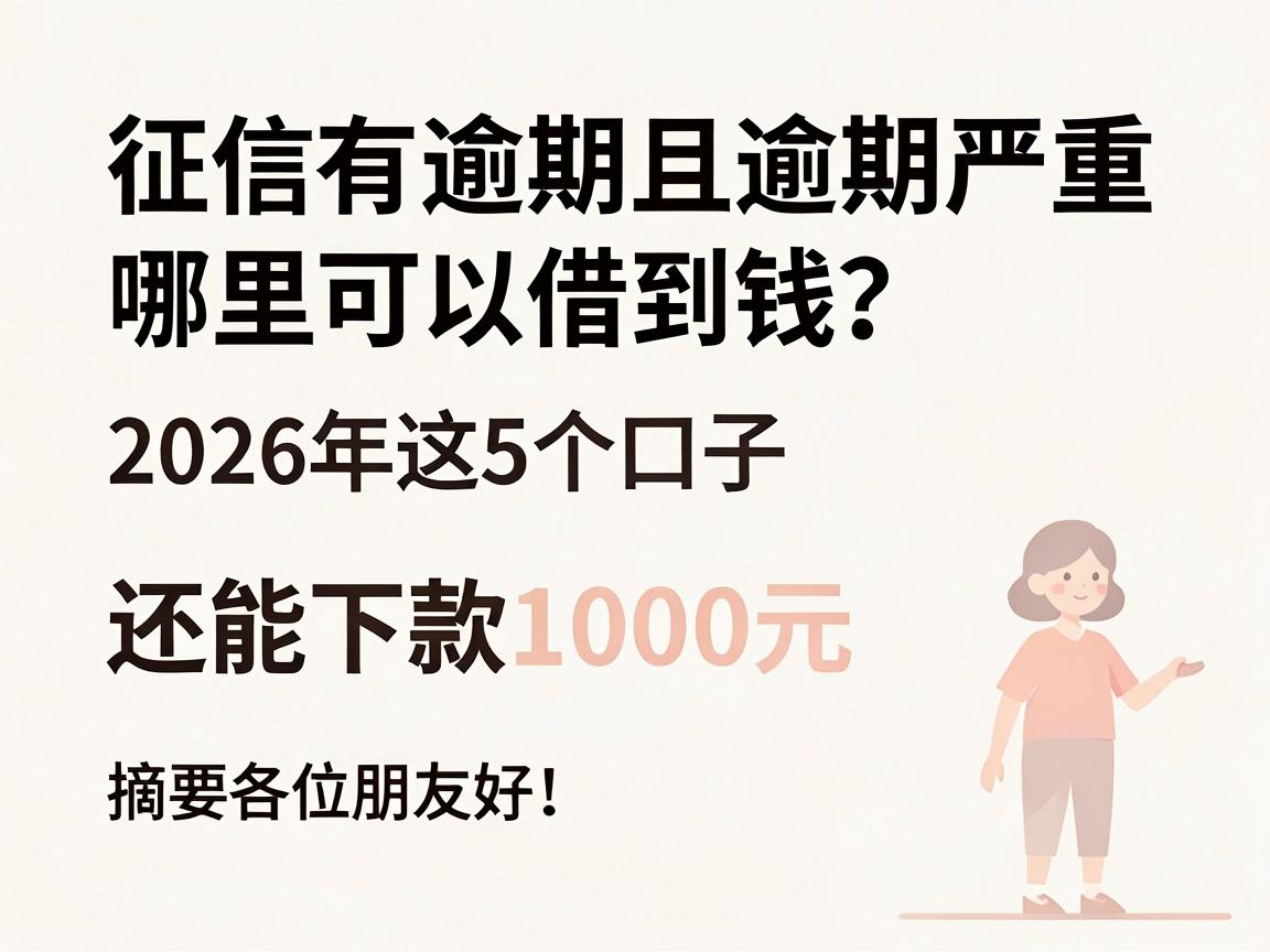 征信有逾期且逾期严重,哪里可以借到钱?2026年这5个口子还能下款1000元