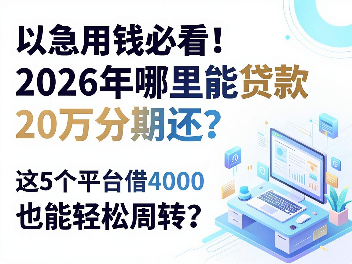 急用钱必看!2026年哪里能贷款20万分期还?这5个平台借4000也能轻松周转