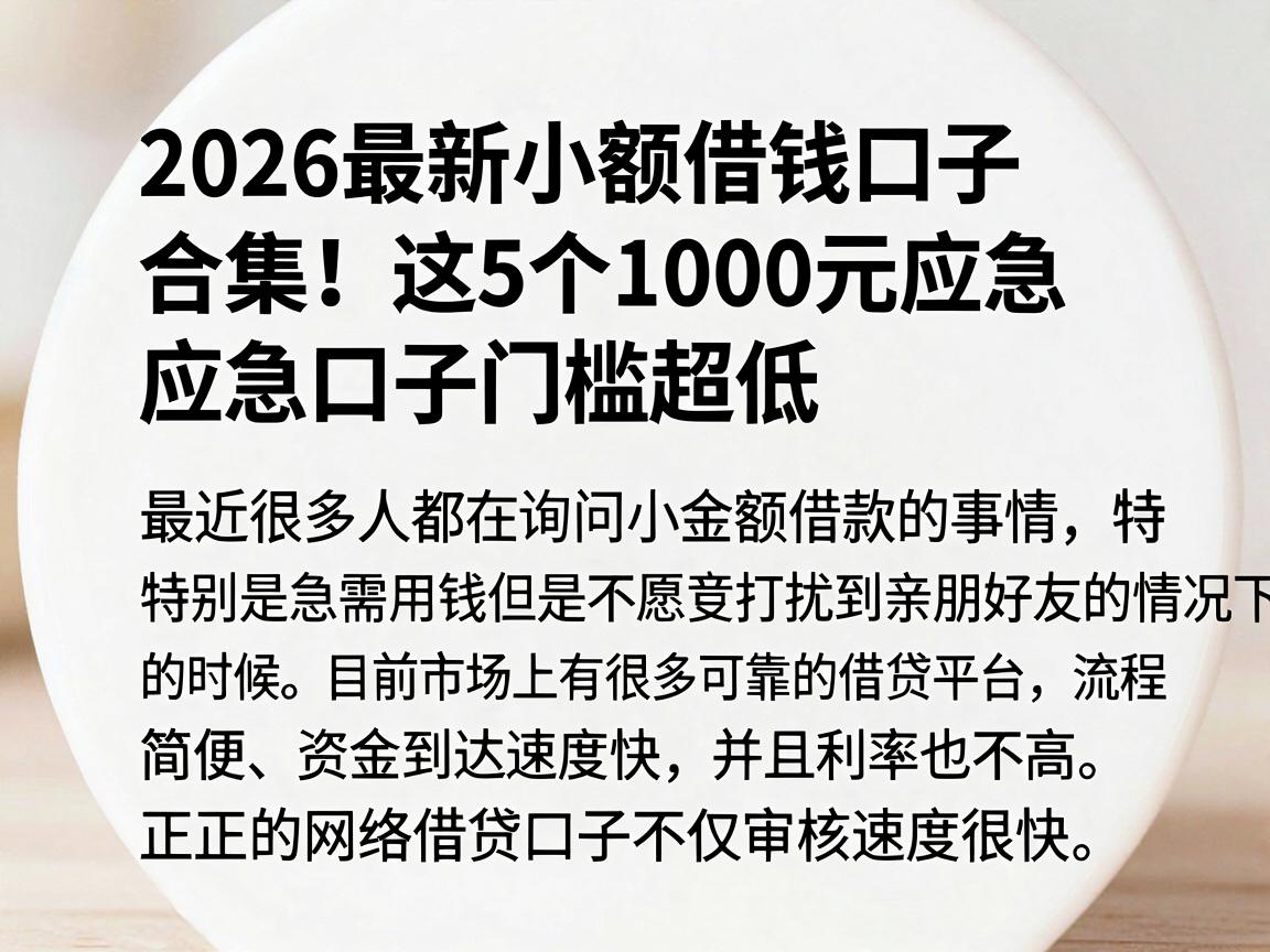 2026最新小额借钱口子合集!这5个1000元应急口子门槛超低