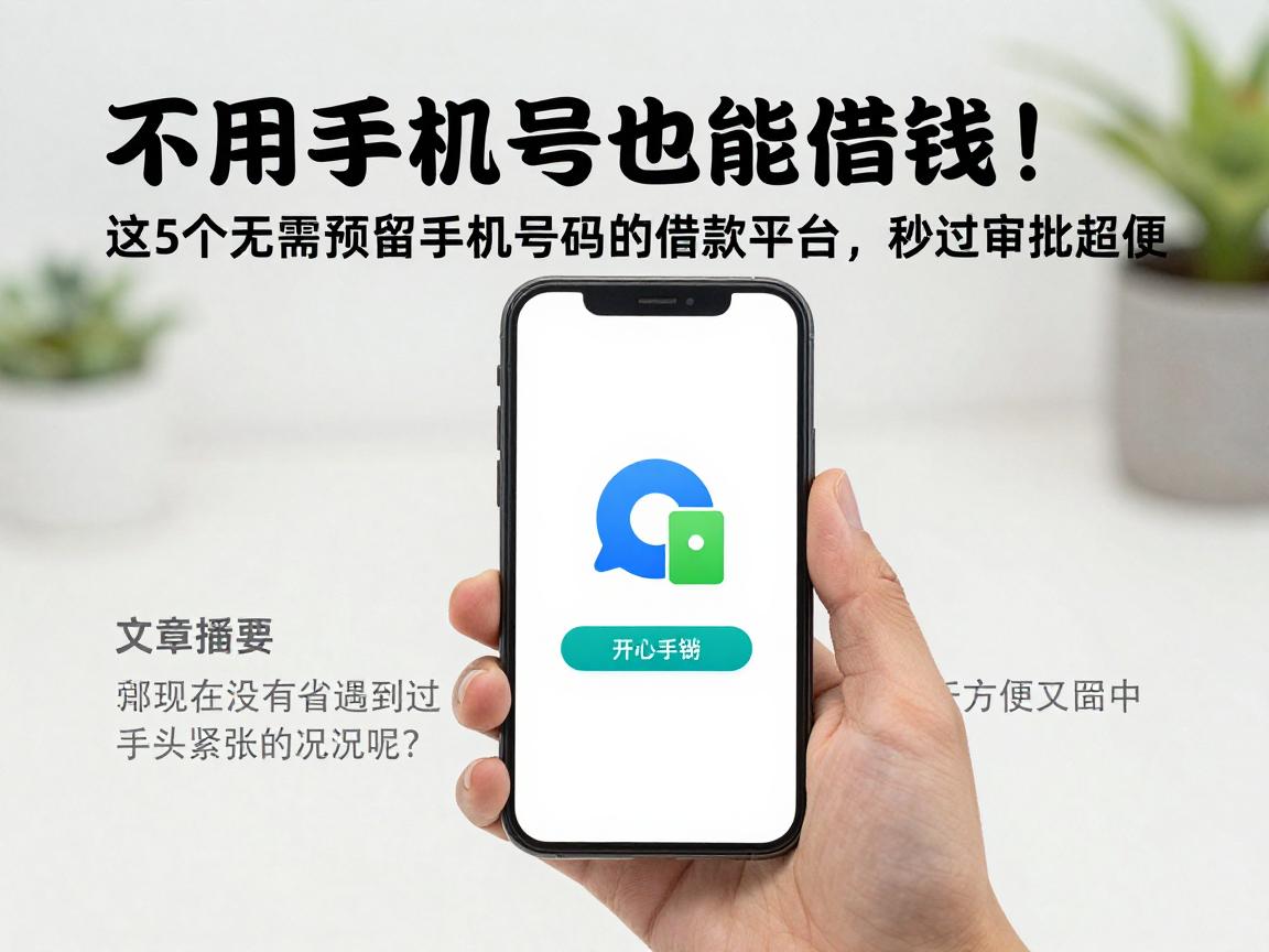 不用手机号也能借钱!这5个无需预留手机号码的借款平台,秒过审批超方便