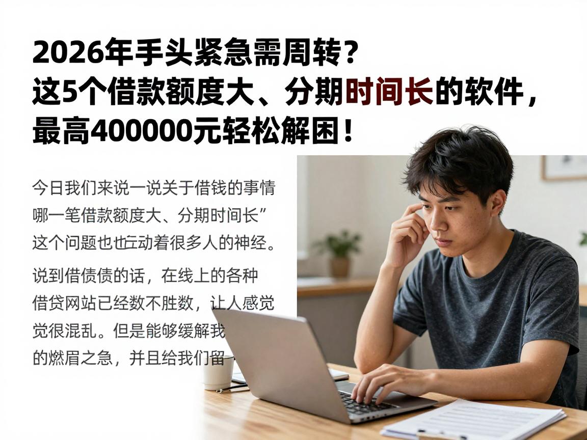 2026年手头紧急需周转?这5个借款额度大、分期时间长的软件,最高40000元轻松解困!