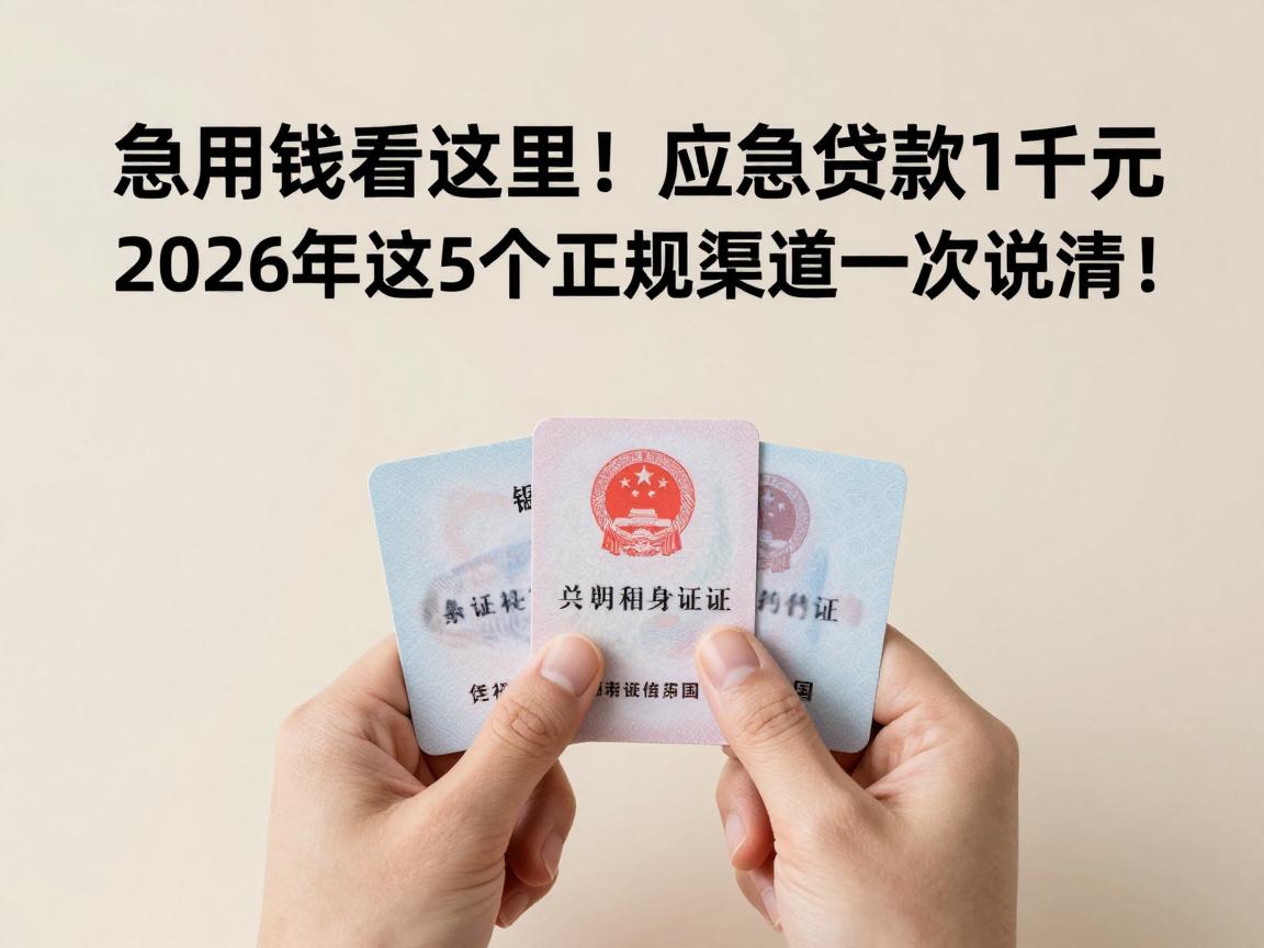 急用钱看这里!凭身份证应急贷款1千元,2026年这5个正规渠道一次说清!