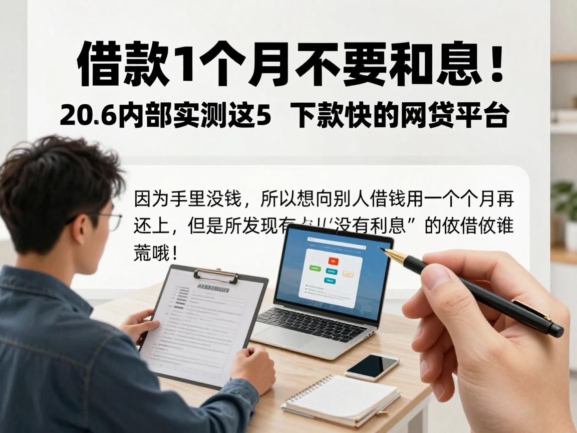 借款1个月不要利息！2026内部实测这5个通过率高、下款快的网贷平台