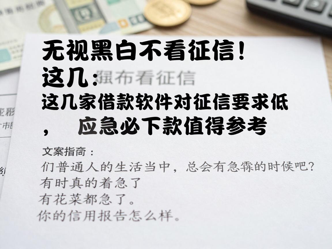 无视黑白不看征信！这几家借款软件对征信要求低，应急必下款值得参考