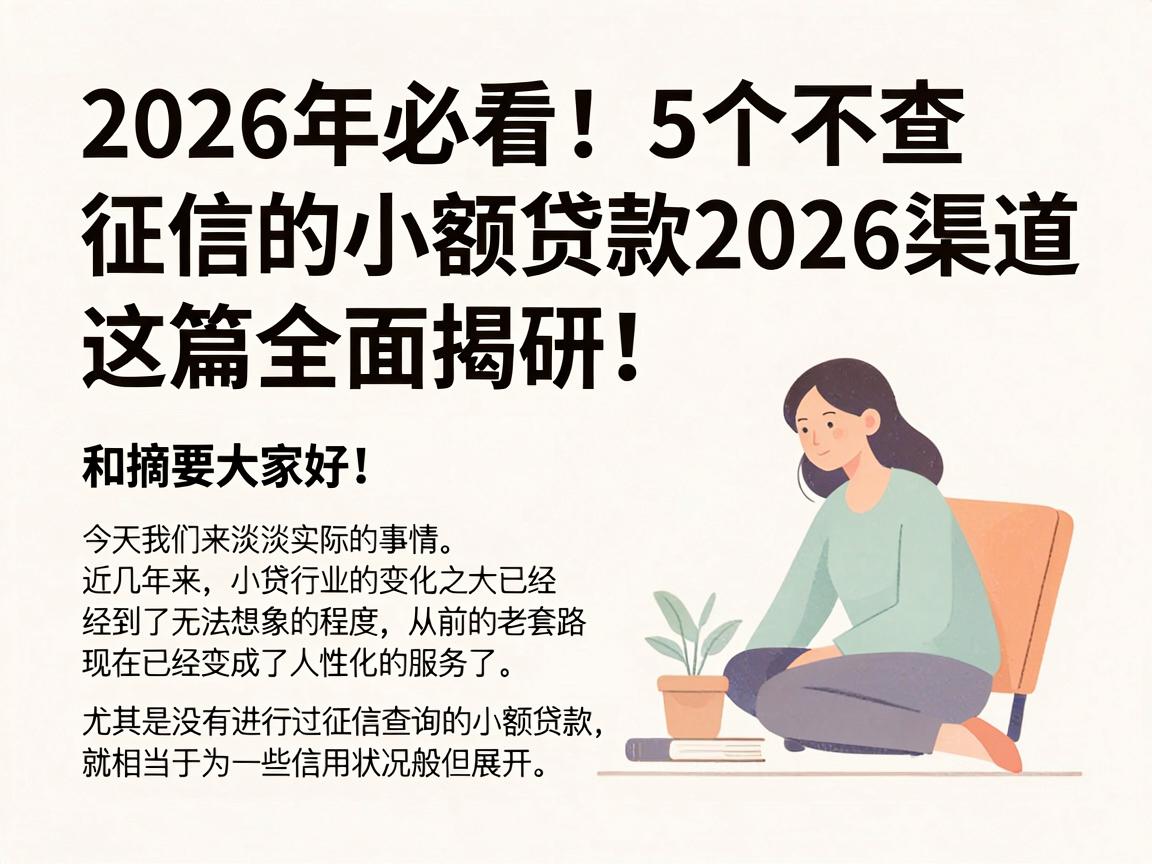 2026年必看!5个不查征信的小额贷款2026渠道,这篇全面揭秘!