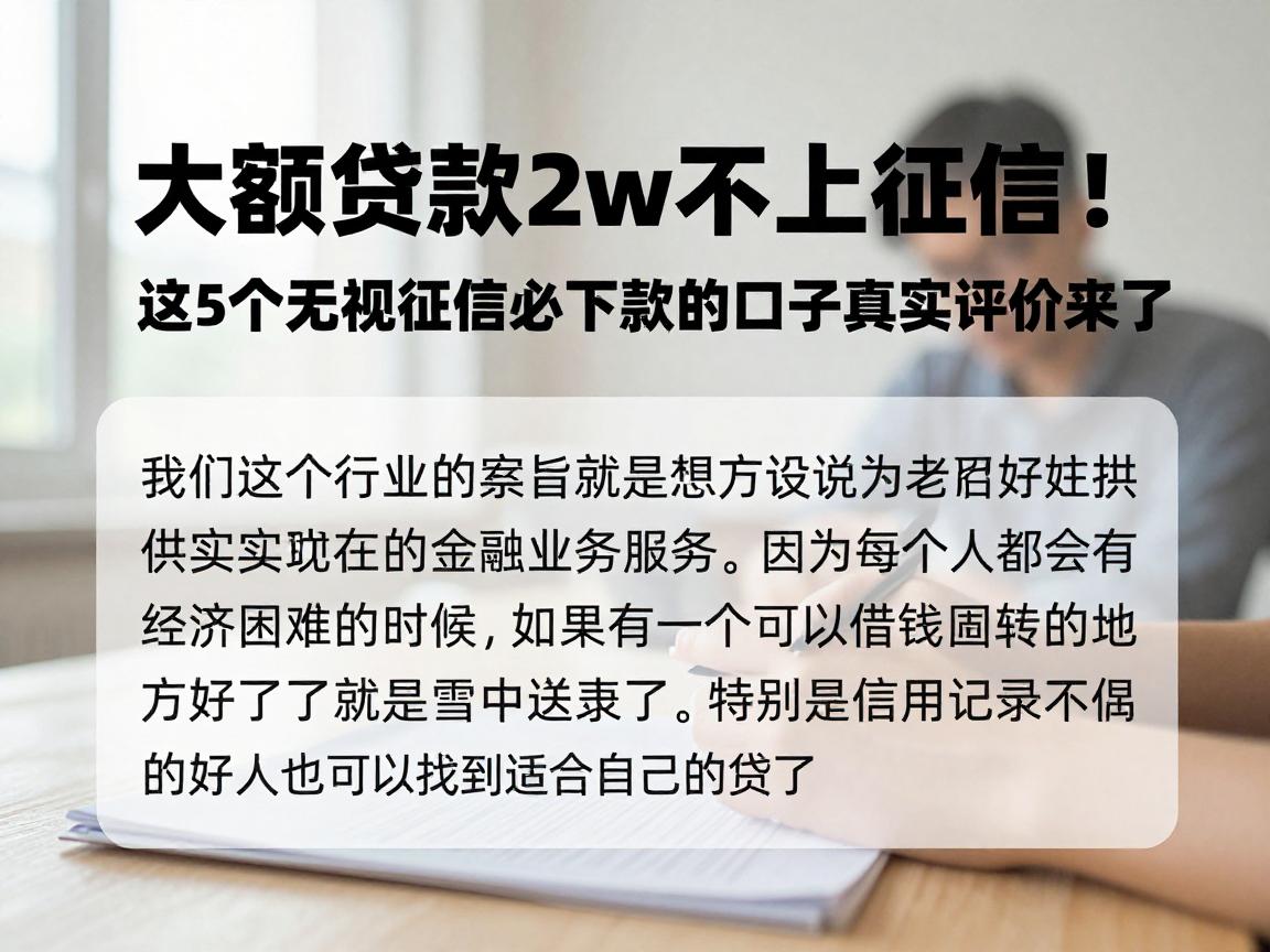 大额贷款2w不上征信!这5个无视征信必下款的口子真实评价来了